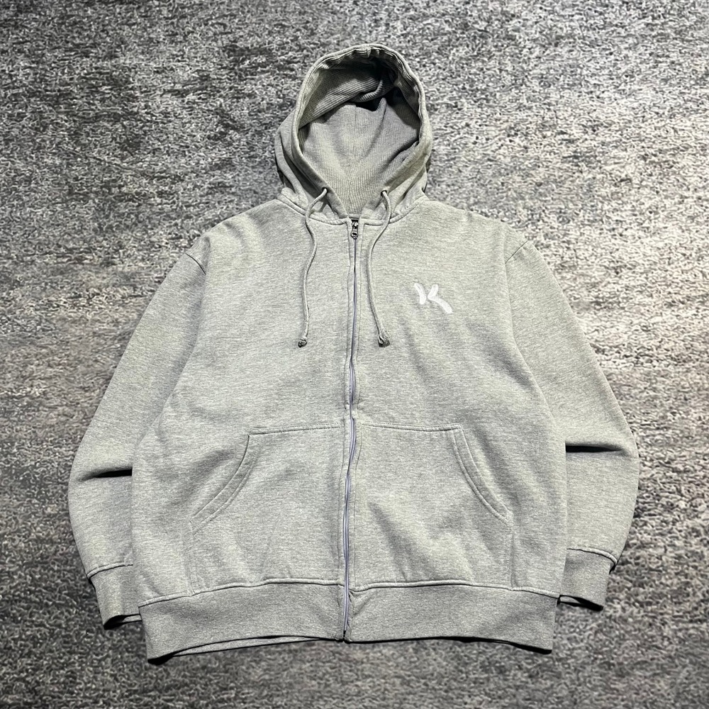 Vintage Kani Gold Zip‎ Up Hoodie Mens Large Gray Y2K 2000s Hip-Hop Sweatshirt